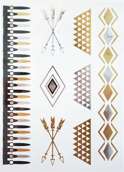 Gold, Black and Silver Vertical Tattoos