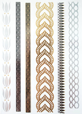 Gold, Silver and Black Long Tattoos