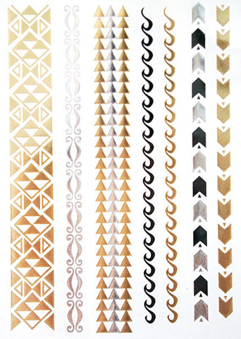 Gold, Silver and Black Wave Tattoos