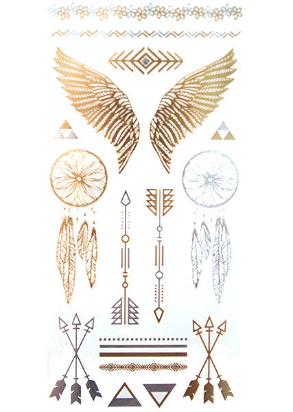 Gold and Silver Winged Tattoo